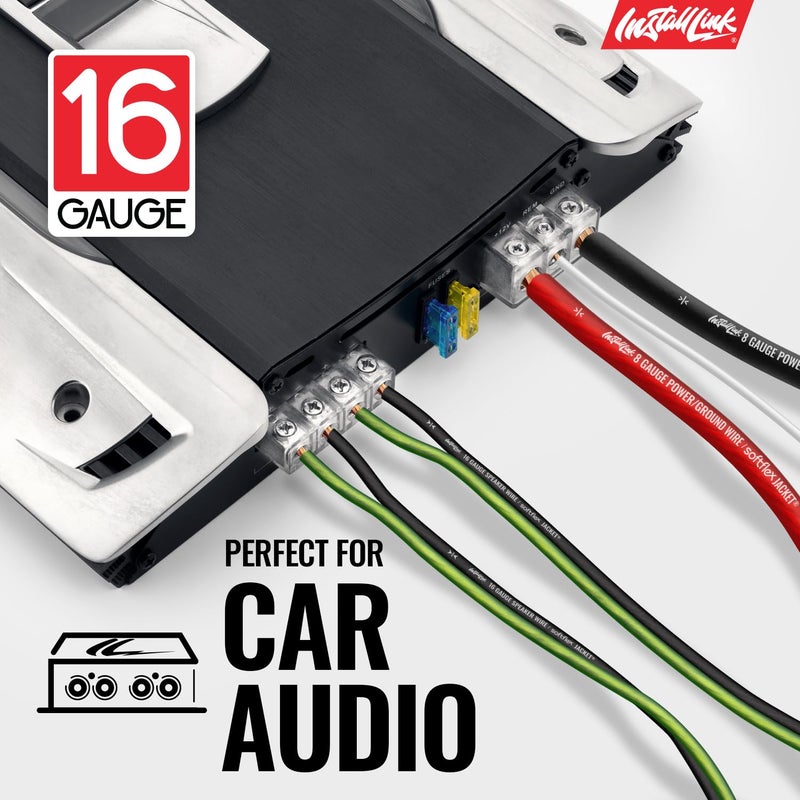 Install Link 16 AWG Gauge Speaker Wire Cable (30 Feet) Stereo, Car or Home Theater, CCA - Image 3